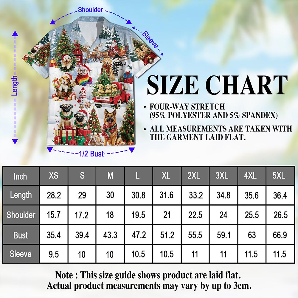 Christmas Dogs Hawaiian Shirt for Men, Button Down Aloha Shirt - Azhawaiian