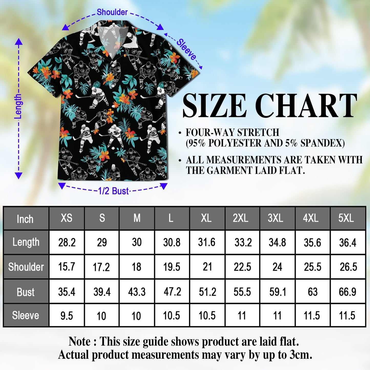Ice Hockey Player Black Tropical Flower Hawaiian Shirt for Men, Button Down Aloha Shirt - Azhawaiian