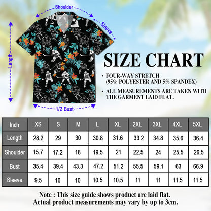Ice Hockey Player Black Tropical Flower Hawaiian Shirt for Men, Button Down Aloha Shirt - Azhawaiian