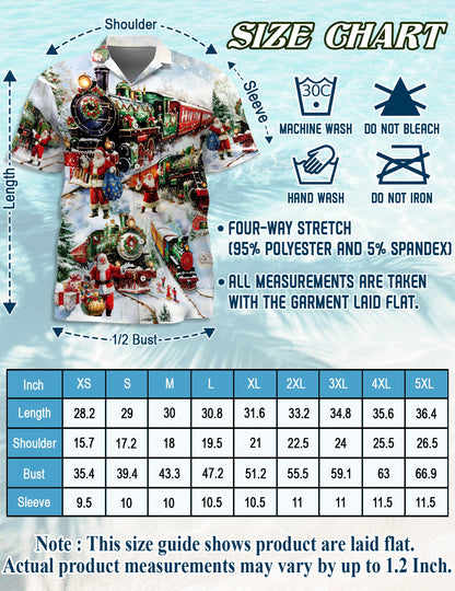 Christmas Train Hawaiian Shirt for Men, Button Down Aloha Shirt - Azhawaiian