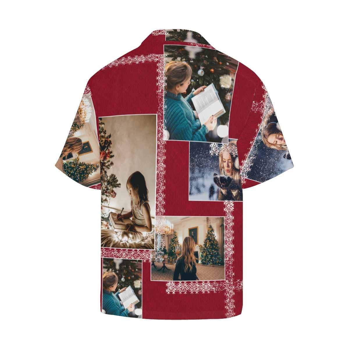 Custom Photo Christmas Pattern Men's All Over Print Hawaiian Shirt