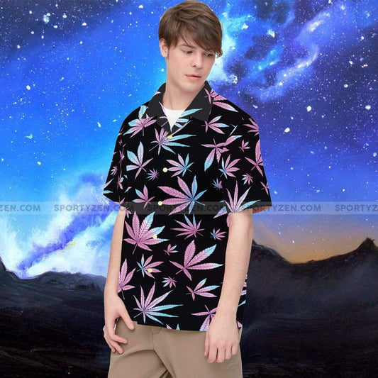 Weed Hologram Tropical Hawaiian Aloha Shirts #178v