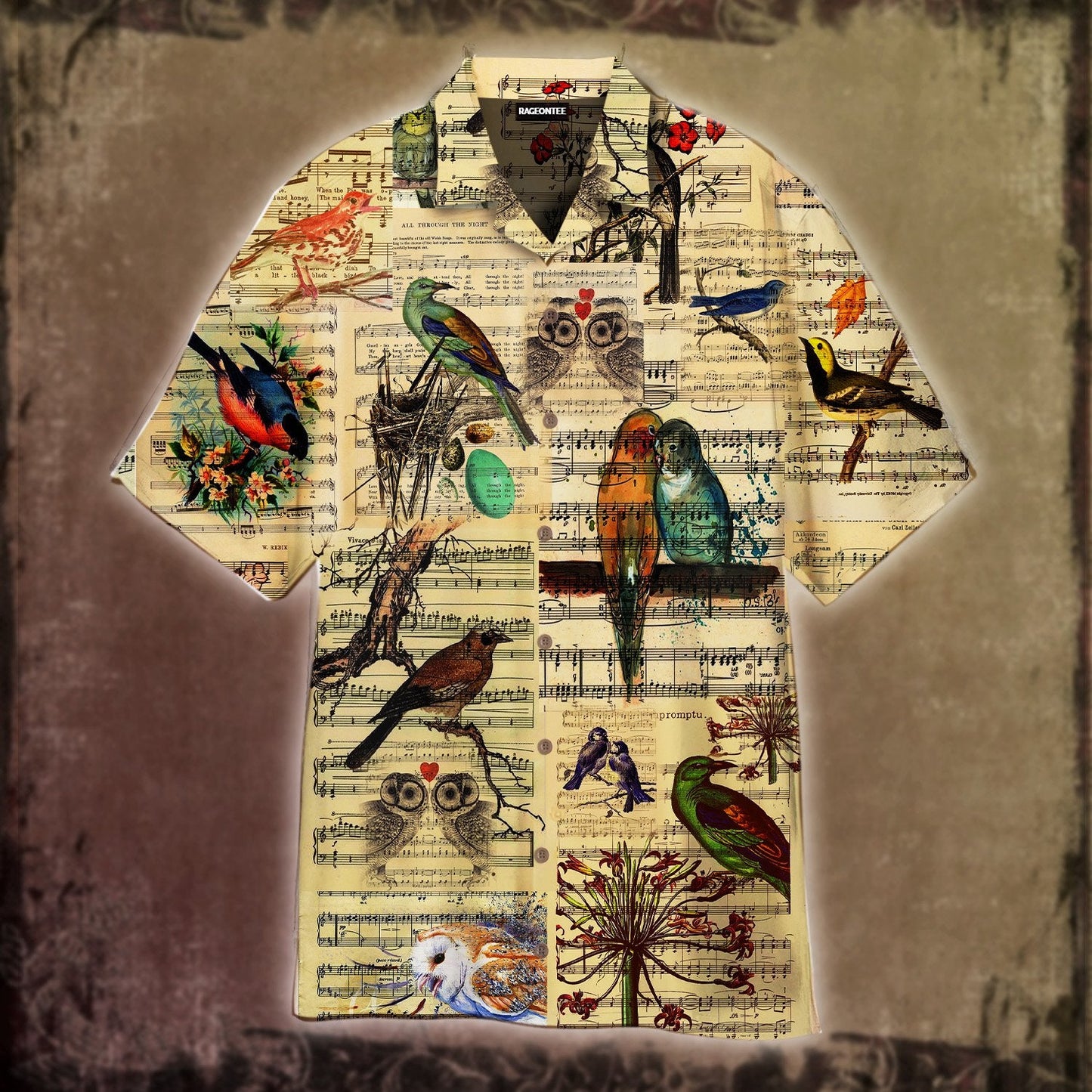 Lovely Birds In Music Sheet Hawaiian Shirt | For Men &amp;amp; Women | Adult | Wt1530