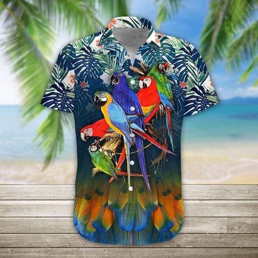 Tropical Parrtots Hawaiian Aloha Shirts #0112h