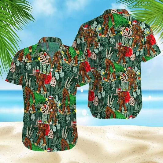 Big Foot Christmas Hawaiian Aloha Shirts #V