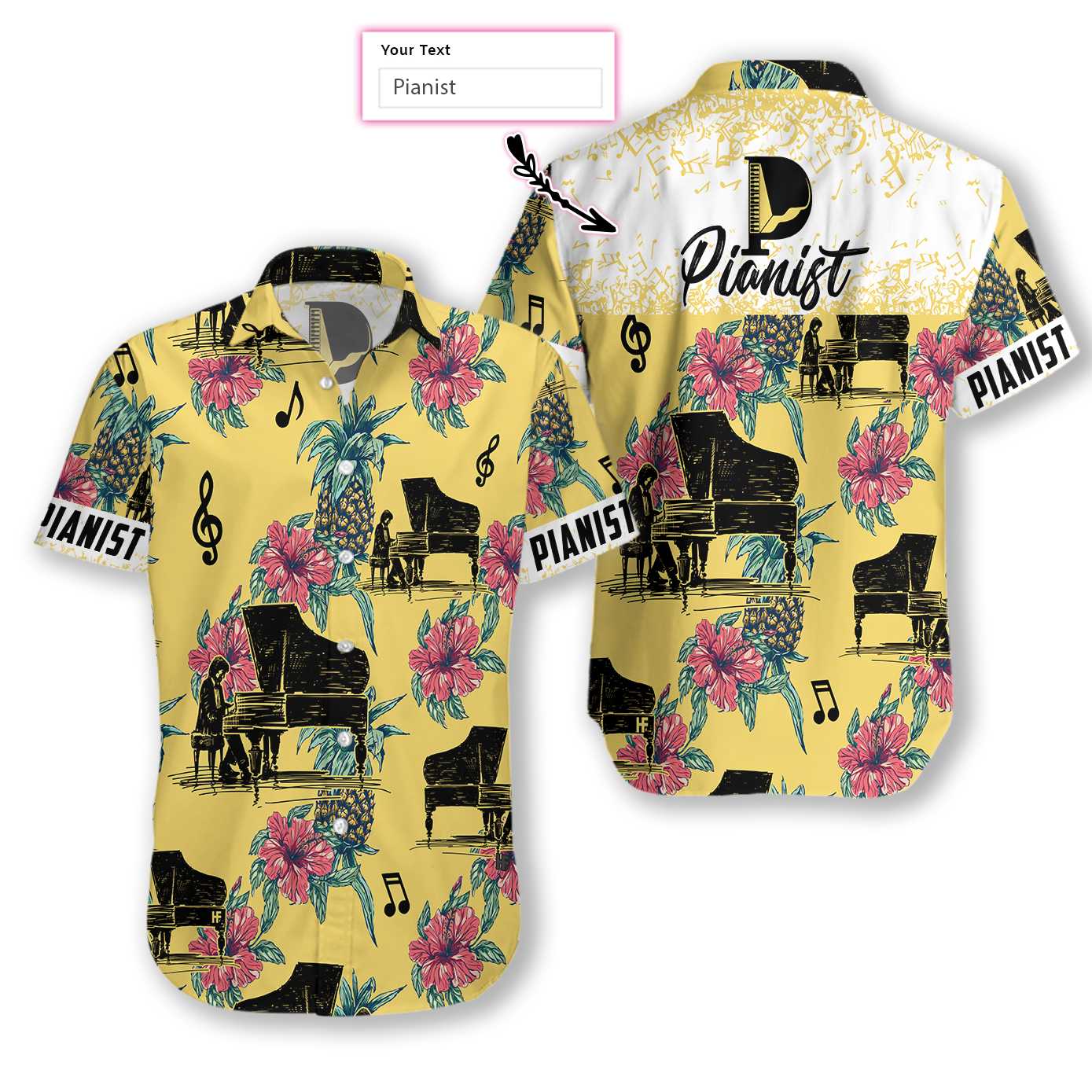 Personalized Pianist Pineapple Pattern Hawaiian Aloha Shirts #V