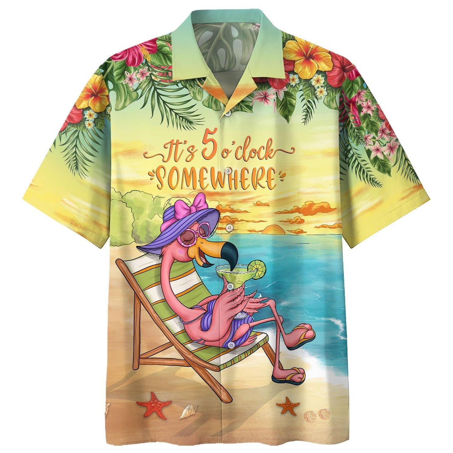 Flamingo Margarita - Its 5 Oclock Somewhere Hawaiian Shirt