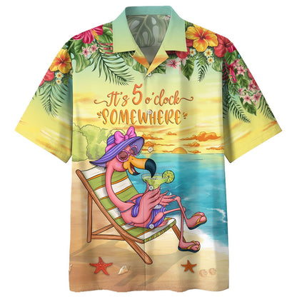 Flamingo Margarita - Its 5 Oclock Somewhere Hawaiian Shirt