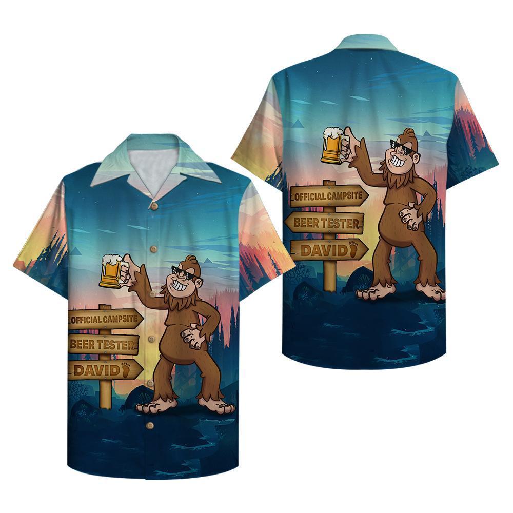 Camping Bear Bigfoot Official Campsite Beer Tester Personalized Hawaii Shirt Hawaiian