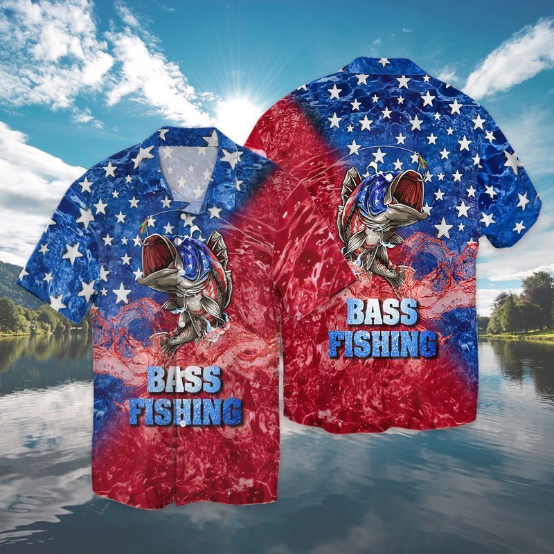 4th Of July Independence Day America Bass Fishing For Men And Women Graphic Print Short Sleeve 