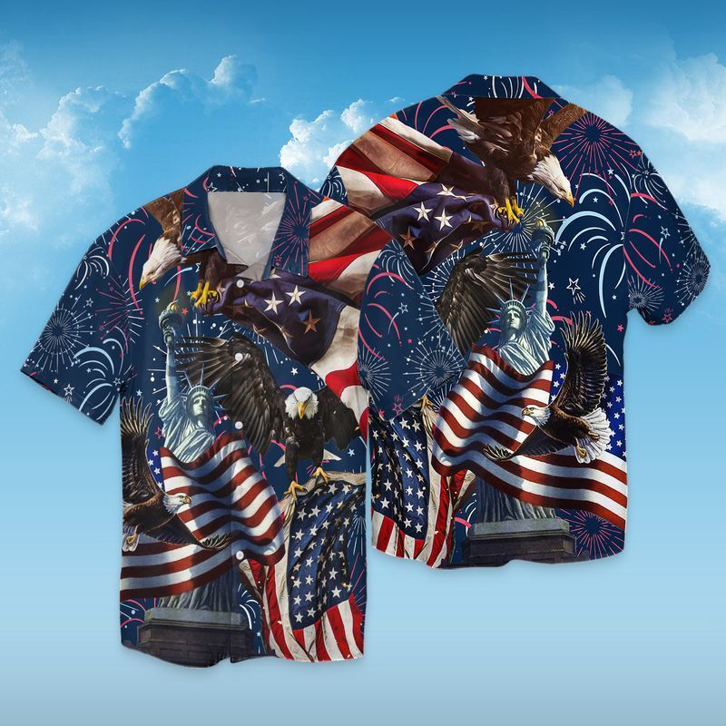 4th Of July Independence Day American Eagle Statue of Liberty For Men And Women Graphic Print Short Sleeve 