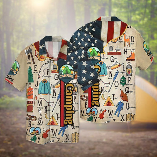 4th Of July Independence Day Camping Alphabet For men And Women Graphic Print Short Sleeve 