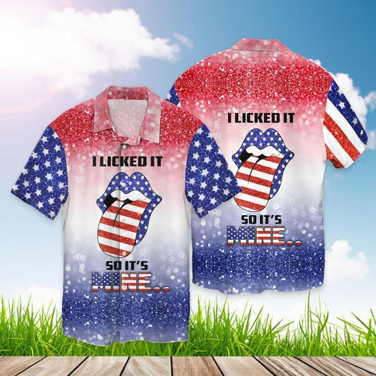 4th Of July Independence Day I Lick It Anyway So It Is Mine Lips For Men And Women Graphic Print Short Sleeve 