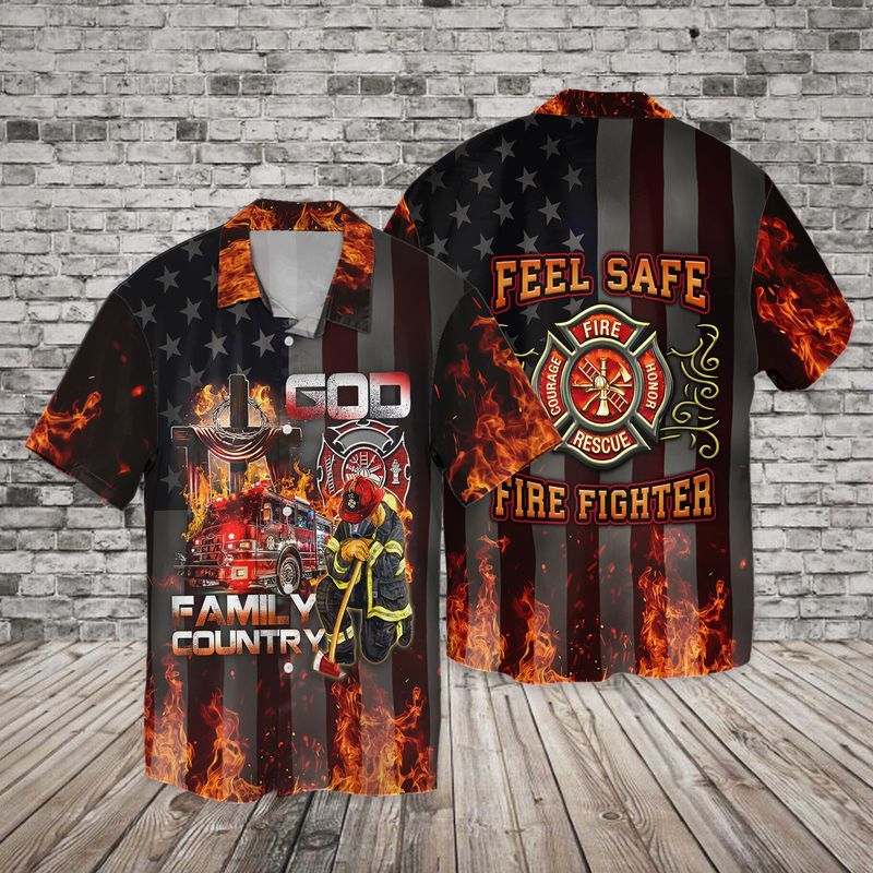 4th Of July Independence Day Memorial Day Firefighter Family Country Feel Safe For Men And Women Graphic Print Short Sleeve 