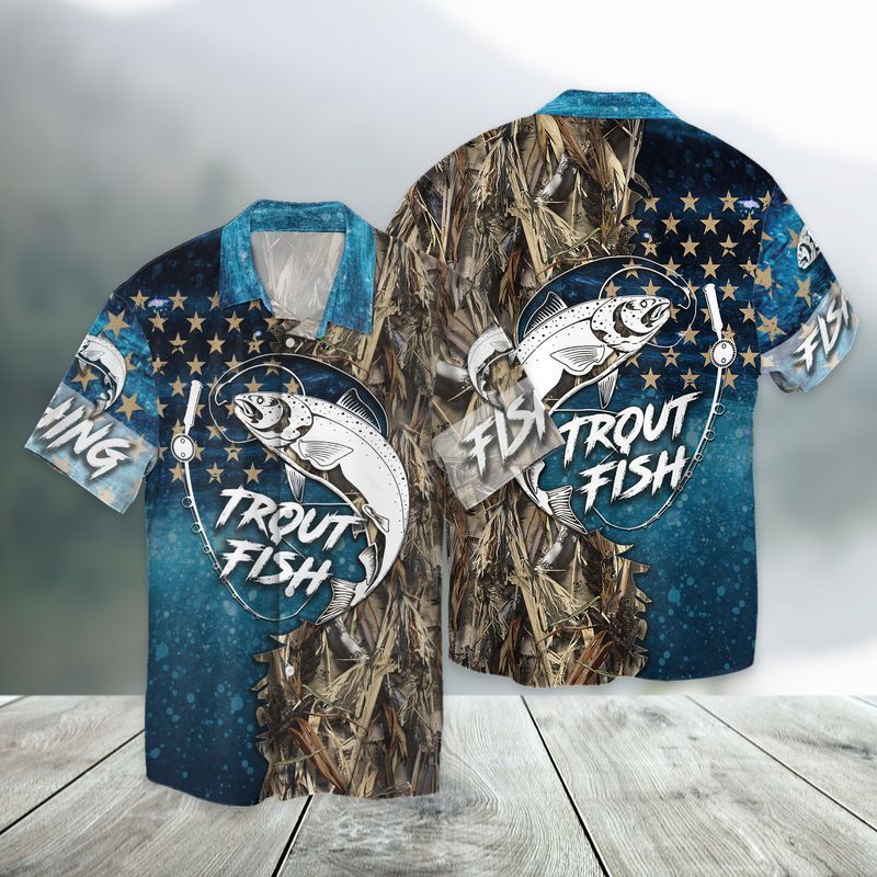 4th Of July Independence Day trout Fishing For Men And Women Graphic Print Short Sleeve 