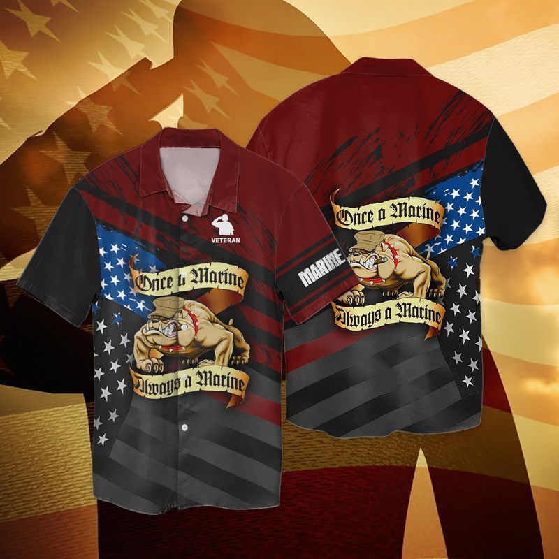 4th Of July Independence Day Veteran Once A Marine Always A Marine Graphic Print Short Sleeve 