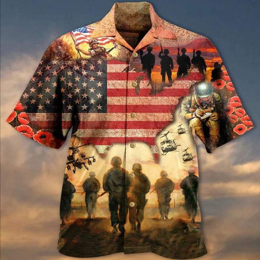 Veterans Blood Sweat And Tear Soldiers Hawaiian Aloha Shirts #KV