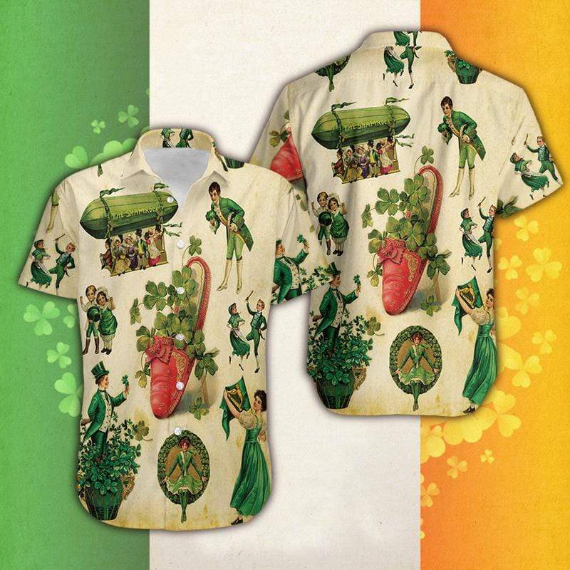 Vintage Girl Irish Patrick's Day Hawaiian Unisex Aloha Shirts #DH