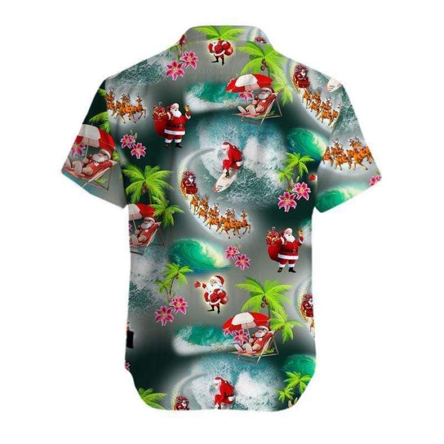 Hawaiian Aloha Shirts Santa Beach Christmas #2710H