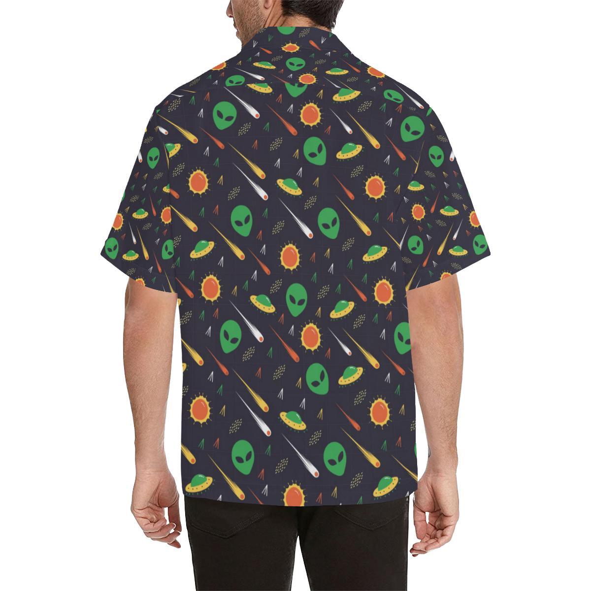 Alien Pattern Print Design 03 Mens All Over Hawaiian Shirt