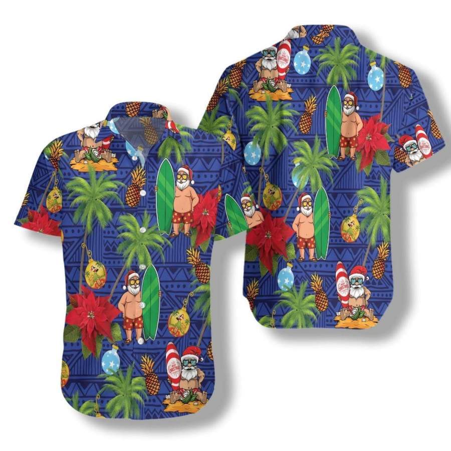 Merry Christmas Santa Claus Hawaiian Aloha Shirts