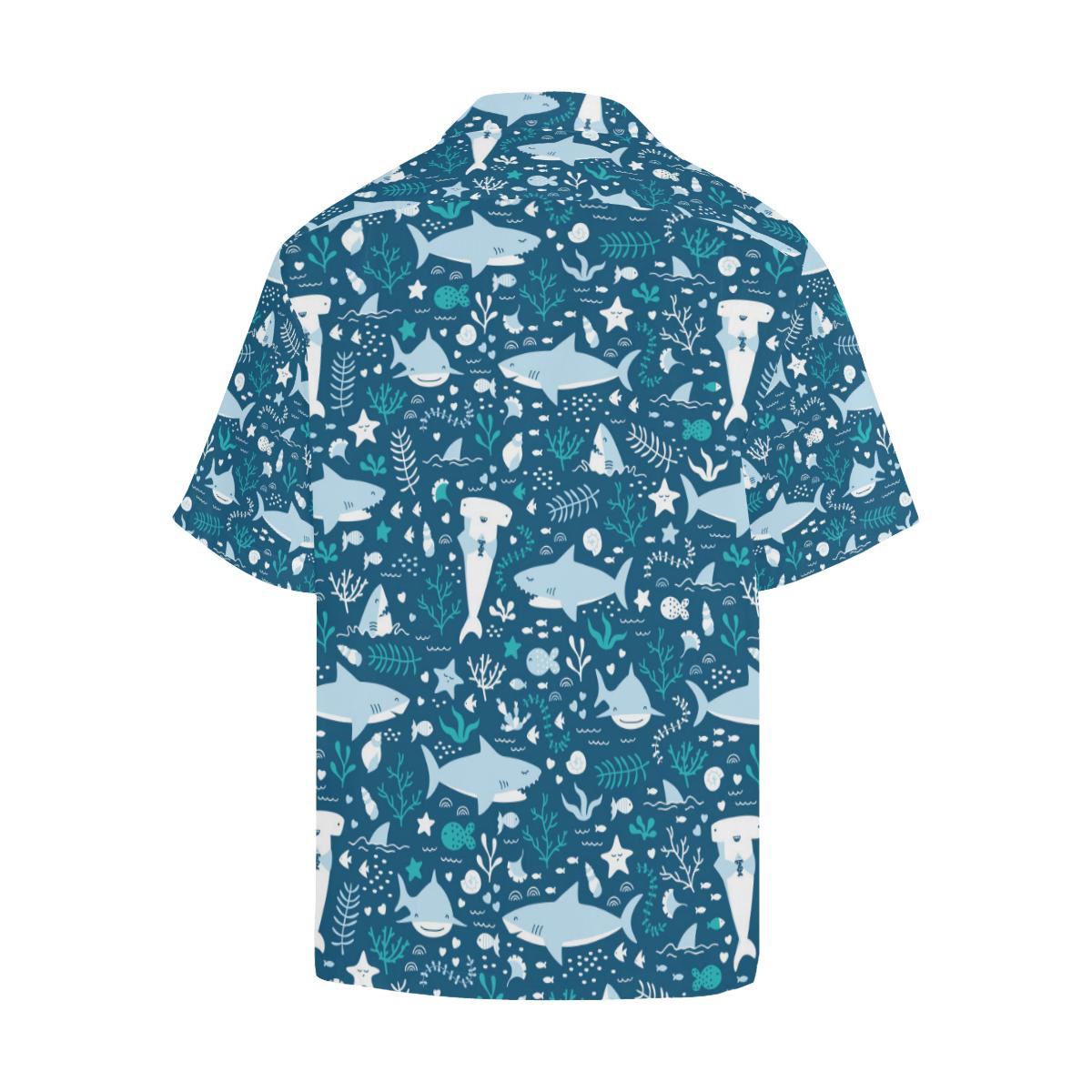 Cute Shark Pattern Mens All Over Print Hawaiian Shirt