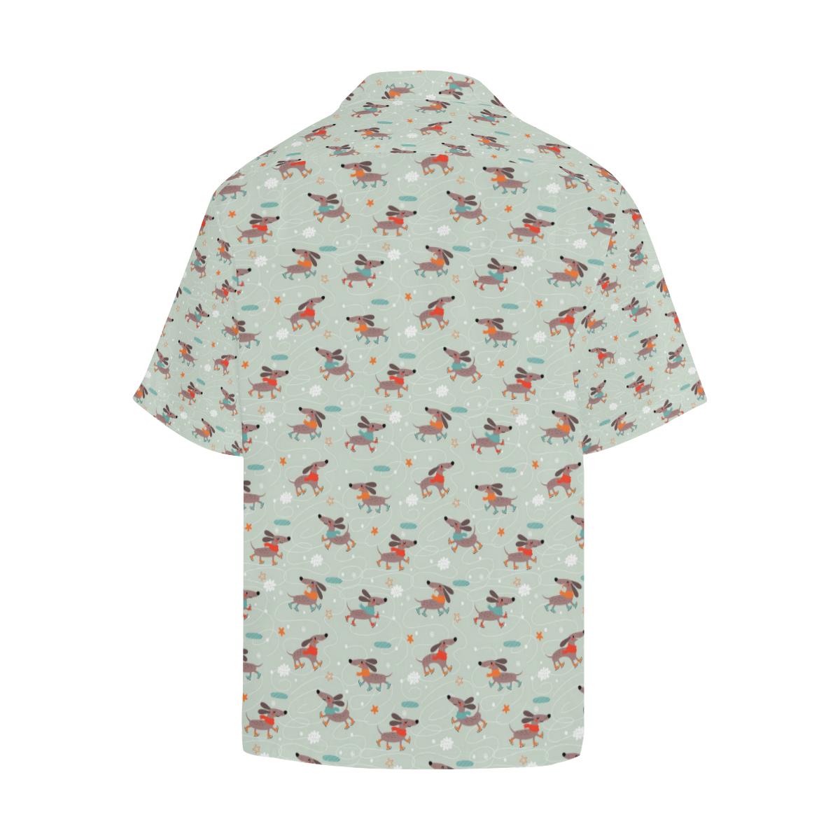Dachshund Skating Pattern Mens All Over Print Hawaiian Shirt
