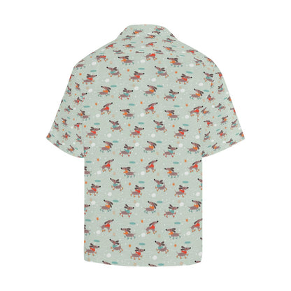 Dachshund Skating Pattern Mens All Over Print Hawaiian Shirt