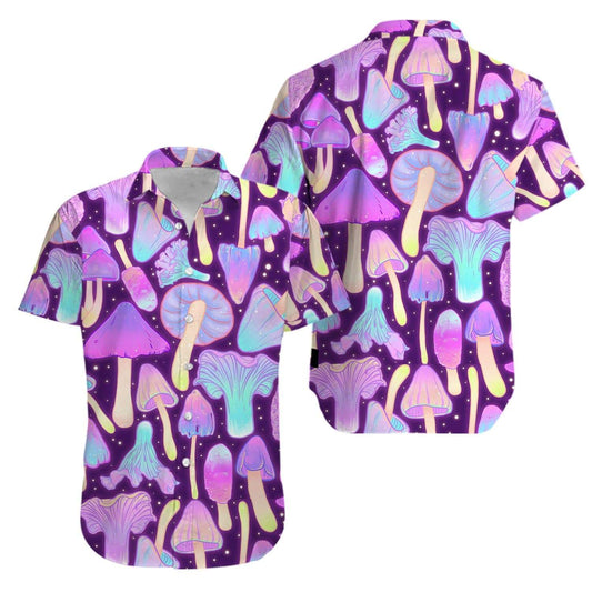 Hippie Neon mushrooms Psy Aloha Hawaiian Shirts #V