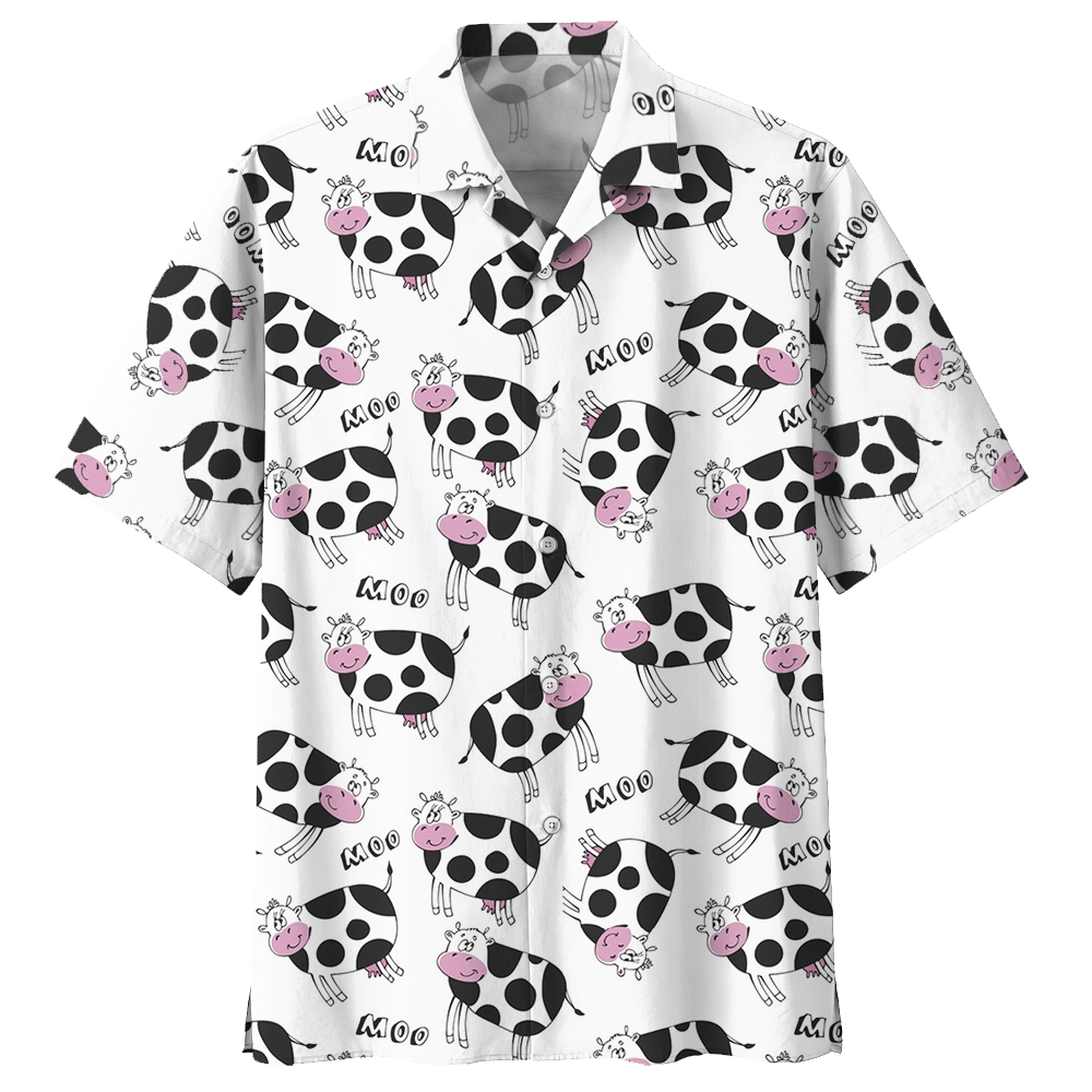 Cow  White High Quality Unisex Hawaiian Shirt For Men And Women Dhc17063759