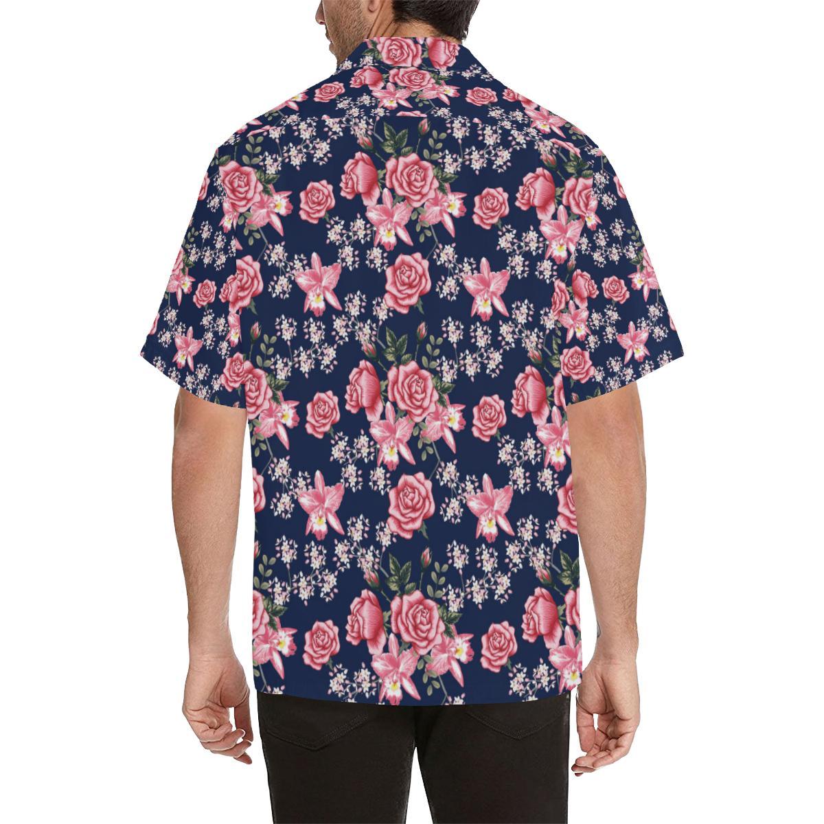 Rose Pattern Print Design A Hawaiian Shirt