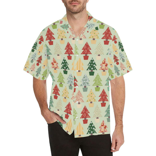 Christmas Tree Pattern Backgroind Mens All Over Print Hawaiian Shirt