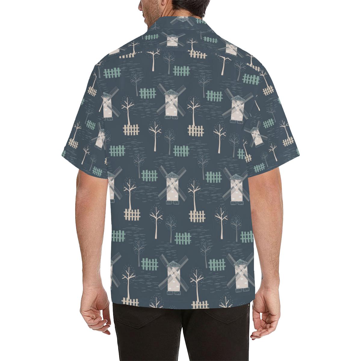 Windmill Tree Pattern Mens All Over Print Hawaiian Shirt