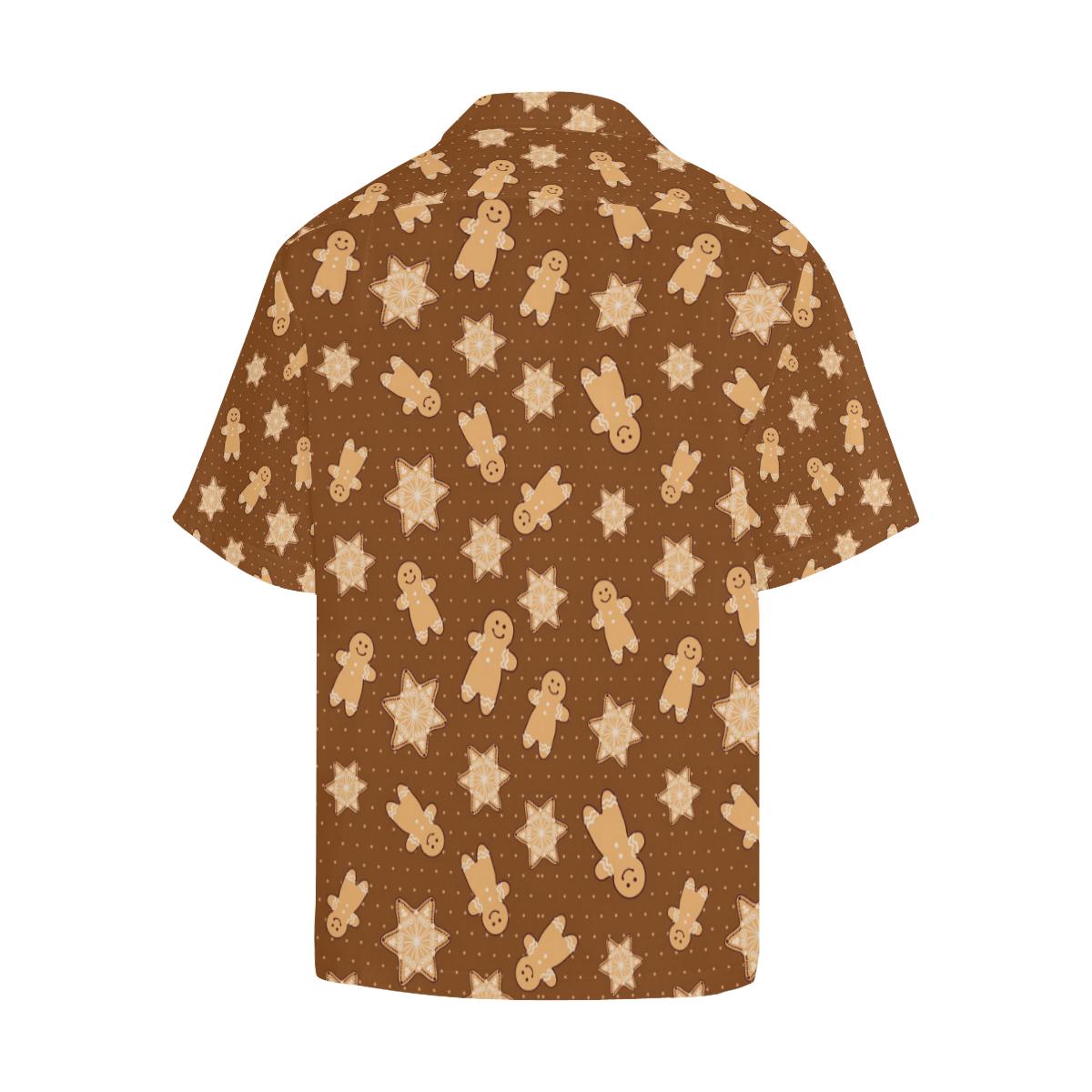 Christmas Gingerbread Cookie Pattern Mens All Over Print Hawaiian Shirt