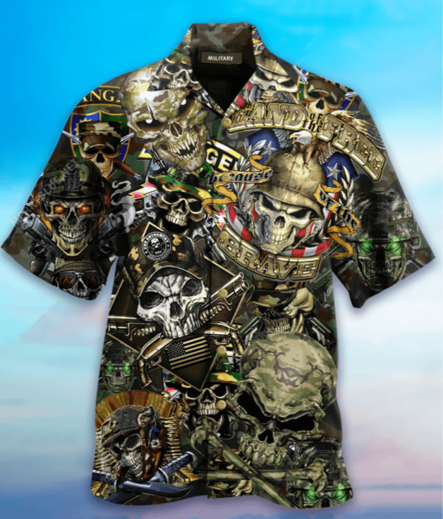 Skull Land Of The Free Unisex Hawaiian Aloha Shirts #V