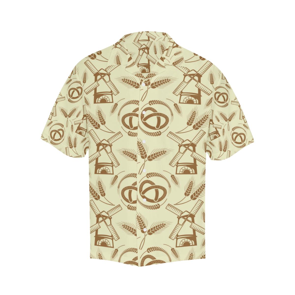 Windmill Wheat Pattern Mens All Over Print Hawaiian Shirt