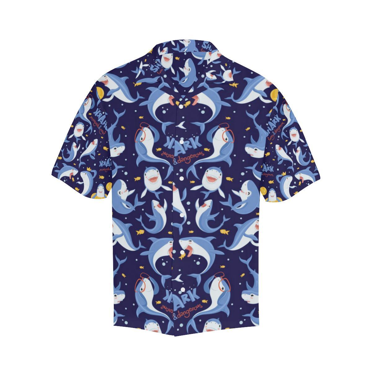 Shark Funny Pattern Mens All Over Print Hawaiian Shirt