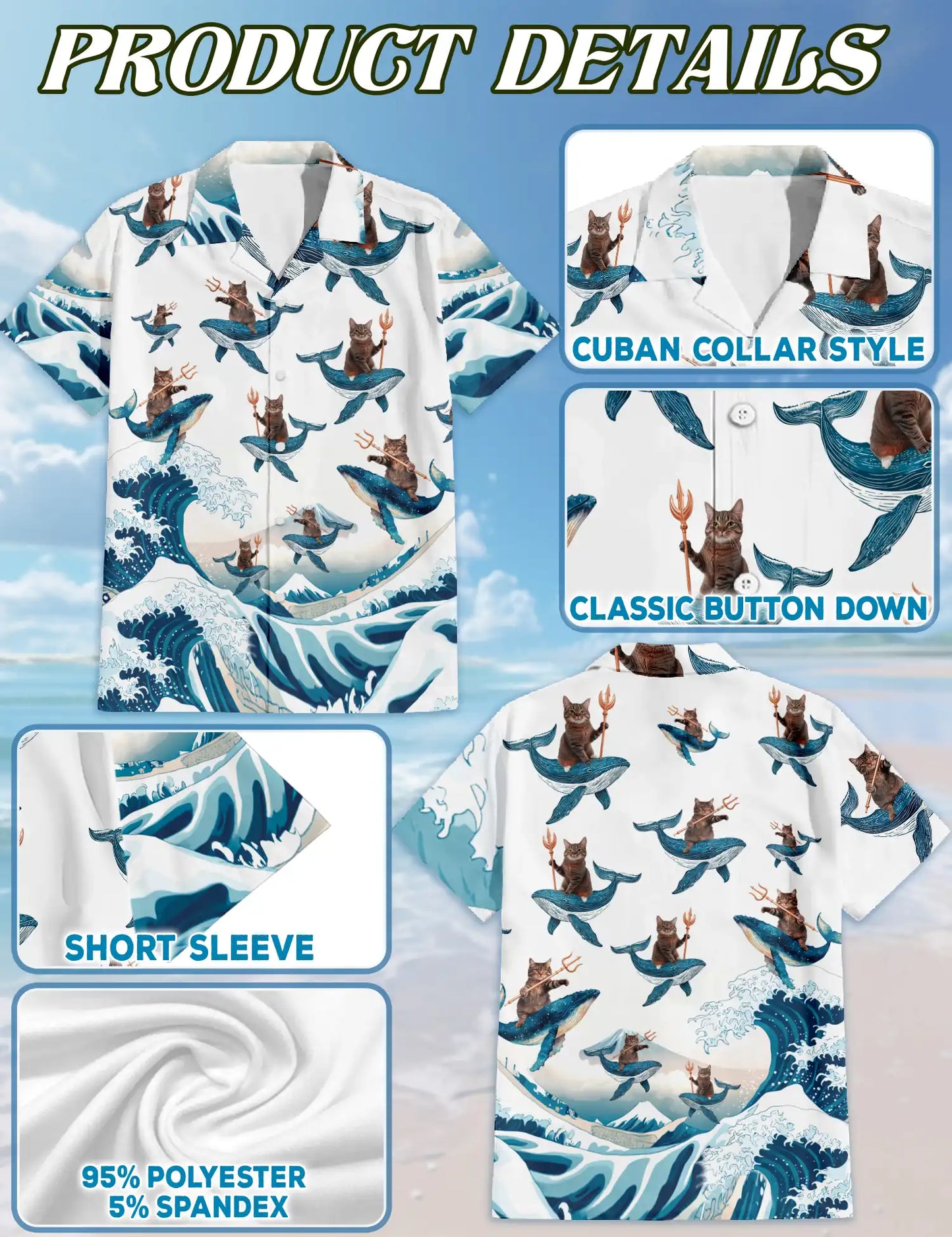 Cat Riding Whale Beach Sweatshirt – Tropical 3D All Over Print Design