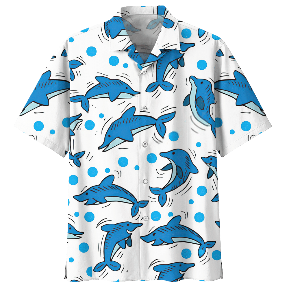 Dolphin  White Awesome Design Unisex Hawaiian Shirt 