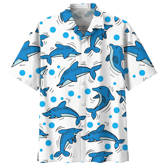 Dolphin  White Awesome Design Unisex Hawaiian Shirt 