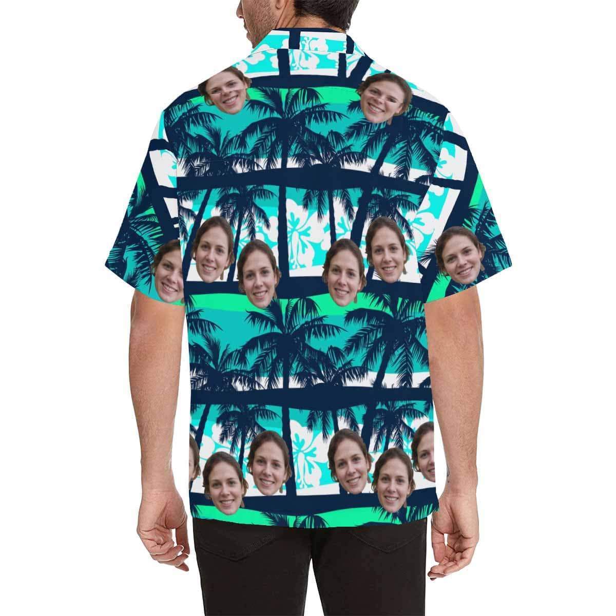 Personalised Christmas Shirts Australia Custom Face Coconut Tree Men's All Over The Print Hawaiian Shirt