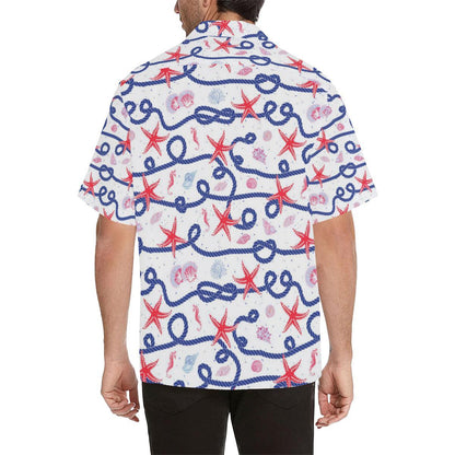 Starfish Shell Rope Pattern Mens All Over Print Hawaiian Shirt