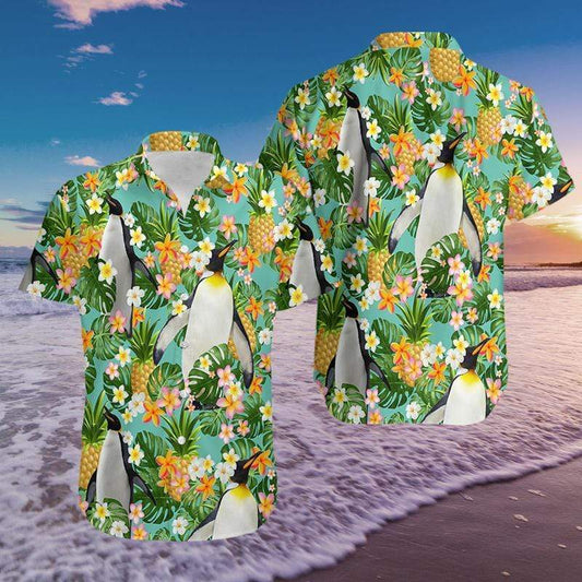 Penguin With Pineapple Tropical Summer Hawaiian Shirts