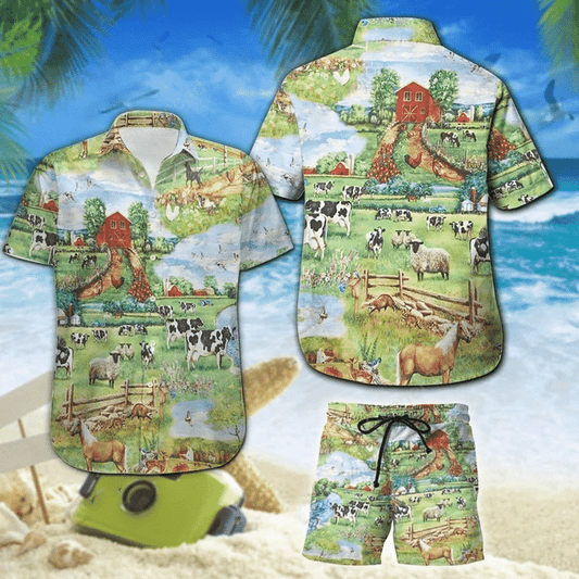 Amazing Vintage Farm House Hawaiian Aloha Shirts Or Beach Shorts #Dh