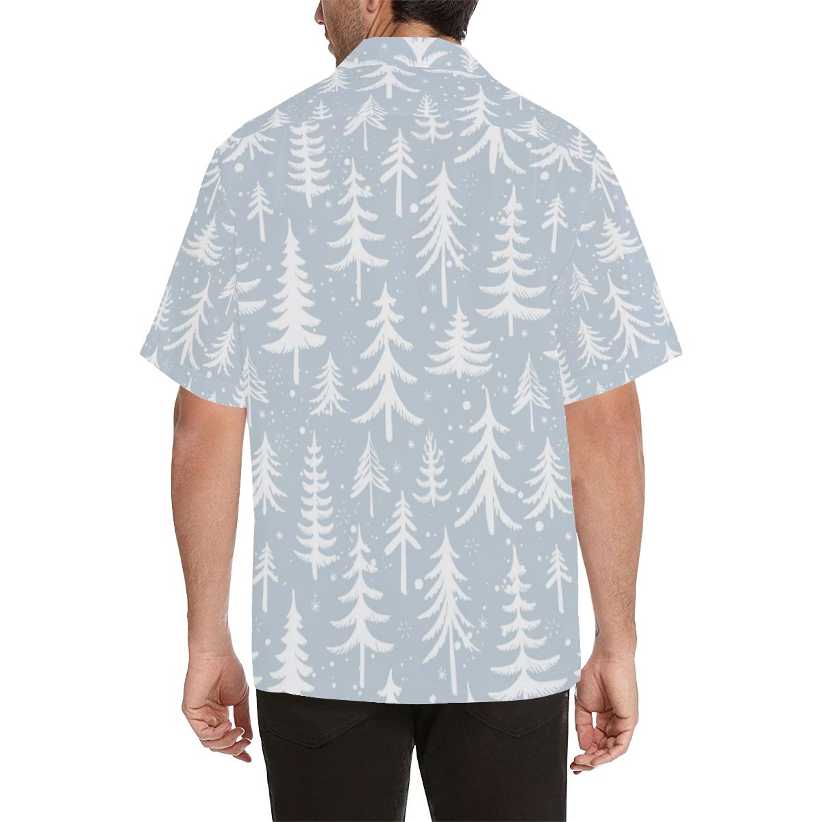 Christmas Tree Winter Forest Pattern Mens All Over Print Hawaiian Shirt