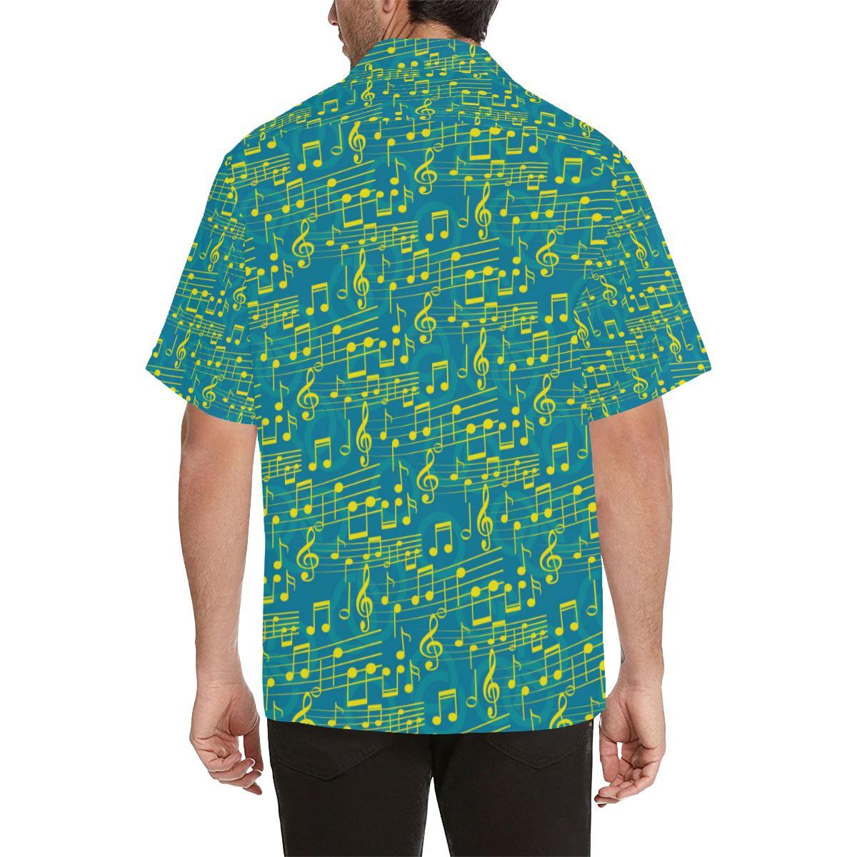 Music Notes Pattern Print Design 05 Mens All Over Hawaiian Shirt