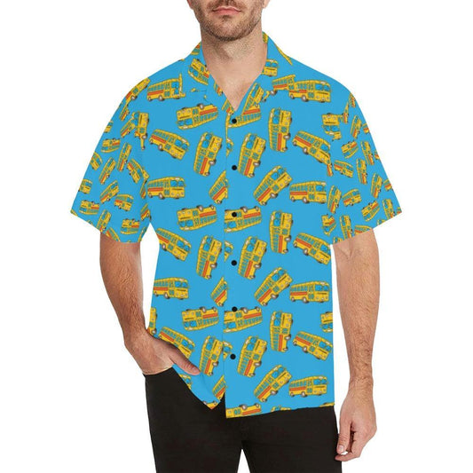 School Bus Print Design Hawaiian Shirt