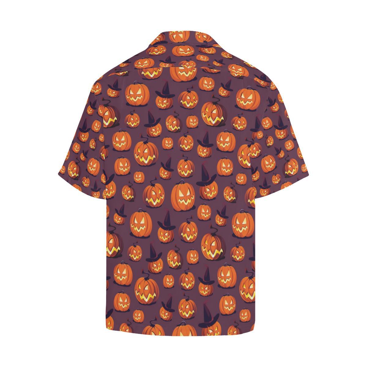 Halloween Pumpkin Pattern Print Design Hawaiian Shirt