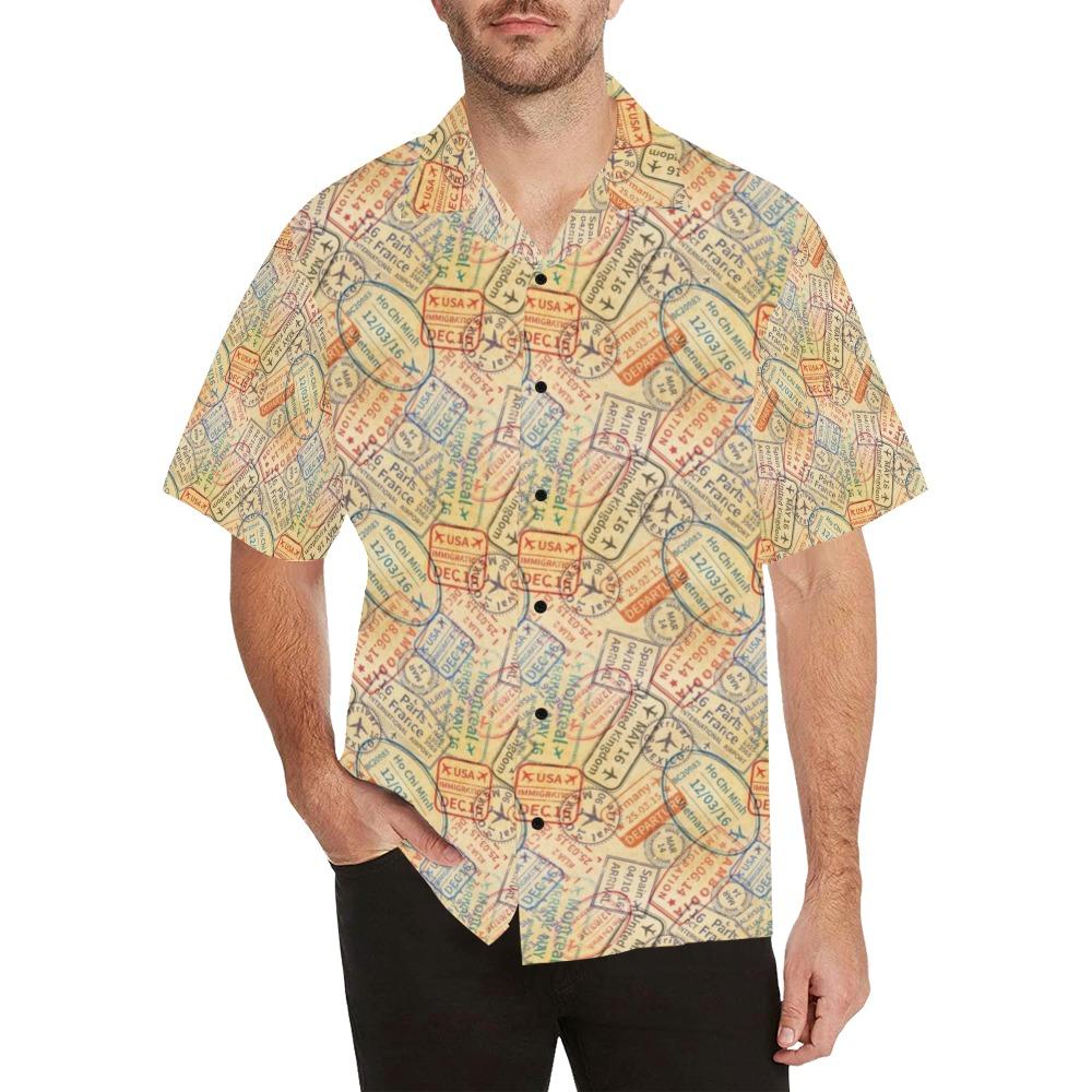 Travel Stamp Print Design Hawaiian Shirt