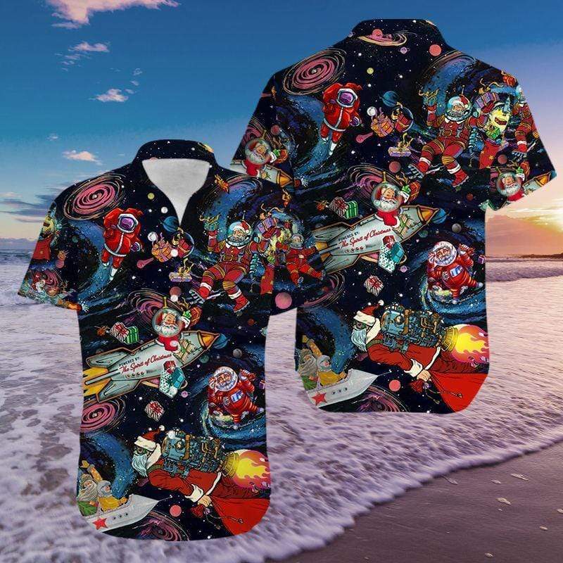 Universe Santa Claus Astronaut Hawaiian Aloha Shirts #H